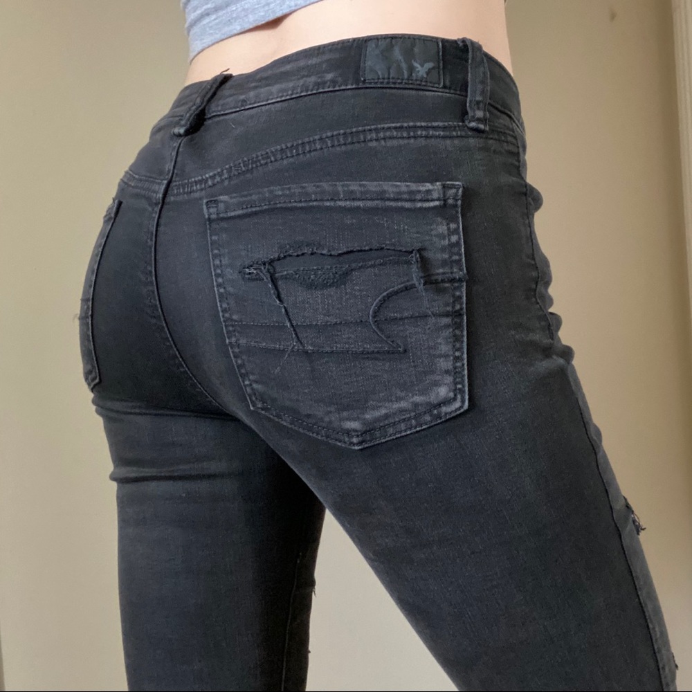 American Eagle Black Ripped Skinny Jeggings